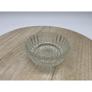 Clear Glass Dessert Bowl Small Geometric Starburst Pattern Unmarked Dish Kitchen